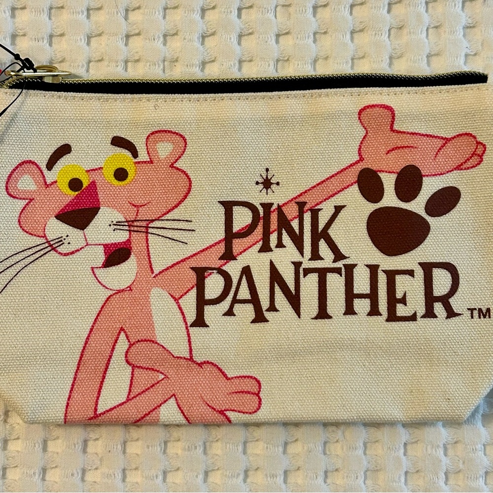 NWT Pink Panther White Travel Zipper Bag